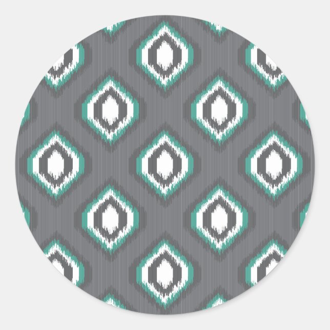 Geometric retro ikat tribal pattern classic round sticker (Front)