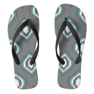 Geometric retro ikat tribal pattern flip flops