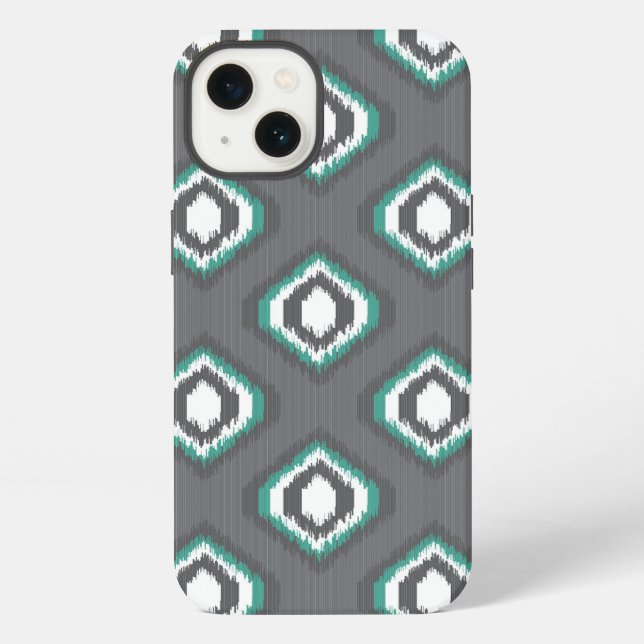 Geometric retro ikat tribal pattern iPhone case (Back)