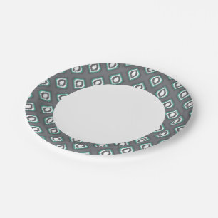 Geometric retro ikat tribal pattern paper plate