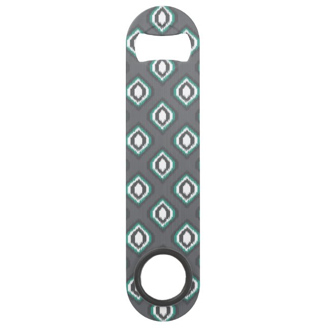 Geometric retro ikat tribal pattern speed bottle opener (Front)