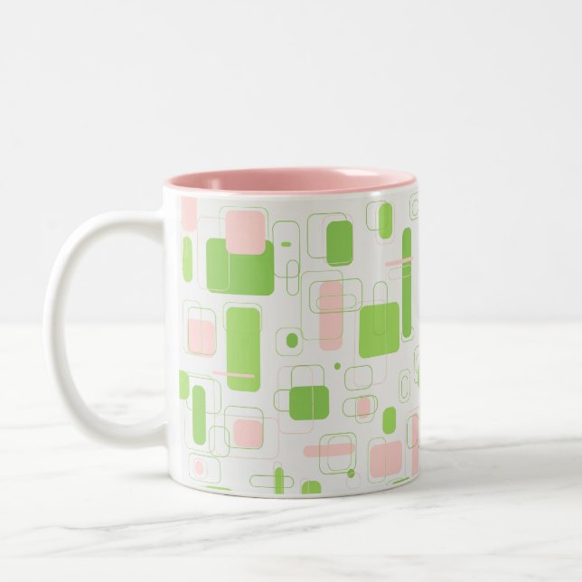 Geometric Retro Midcentury Modern Two-Tone Coffee Mug (Left)