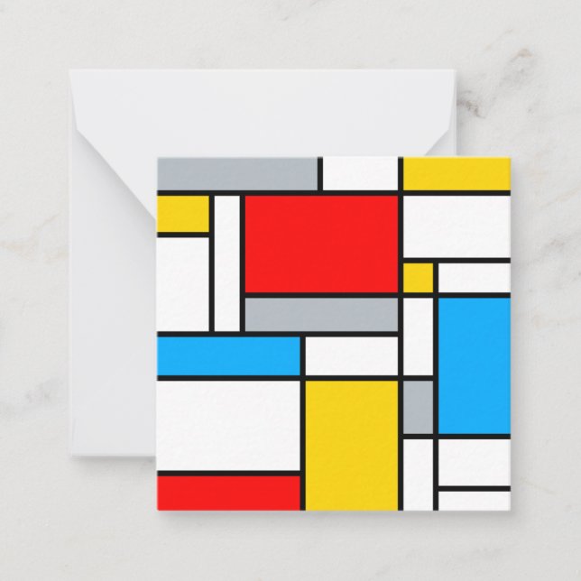 Geometric Retro Mondrian Style Colour Composition Card (Front)