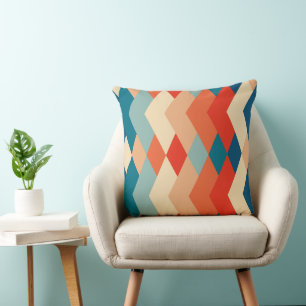 Geometric  Retro  Multicolor  Triangle  Pattern Throw Pillow
