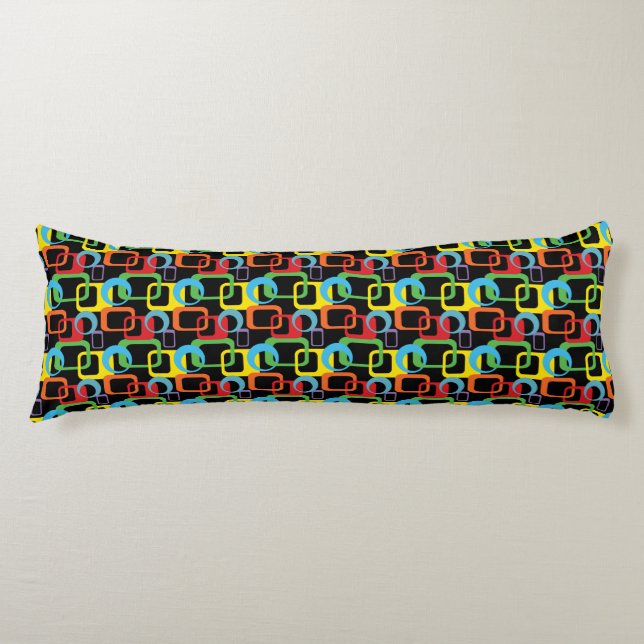 Geometric Retro Multicolored Pattern Body Pillow (Front)