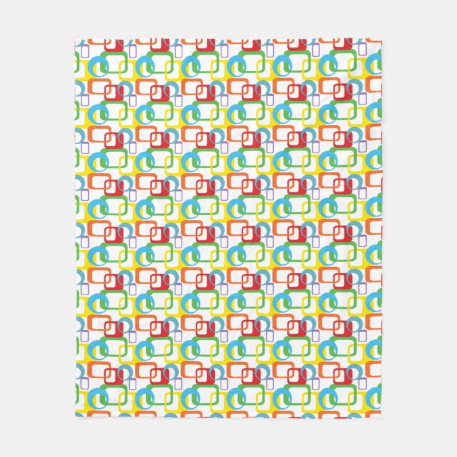 Geometric Retro Multicolored Pattern Fleece Blanket (Front)