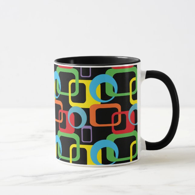 Geometric Retro Multicolored Pattern Mug (Right)