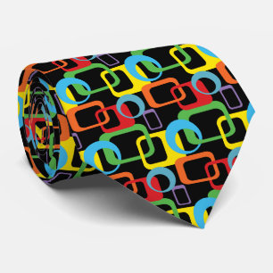 Geometric Retro Multicolored Pattern Tie