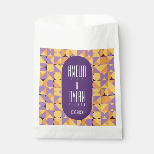 Geometric Retro Vibes Autumn colour Favour Bags (Front)