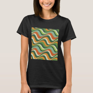 Geometric Retro Wave Stripes Green Shades Optical  T-Shirt