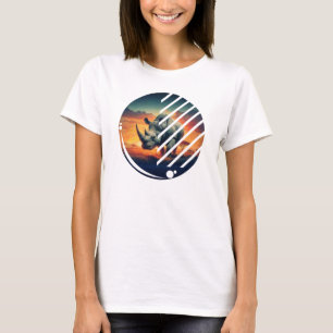 Geometric Rhino Sunset Scene T-Shirt