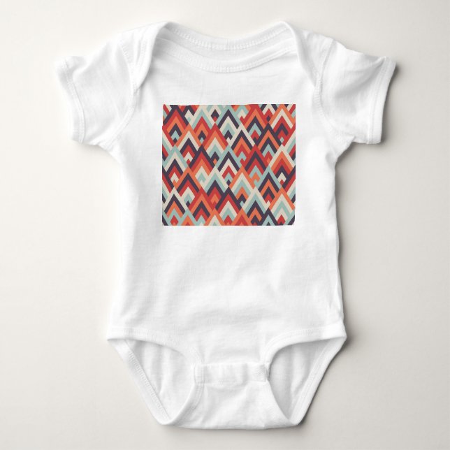 Geometric Rhombus: Vintage Colourful Pattern. Baby Bodysuit (Front)