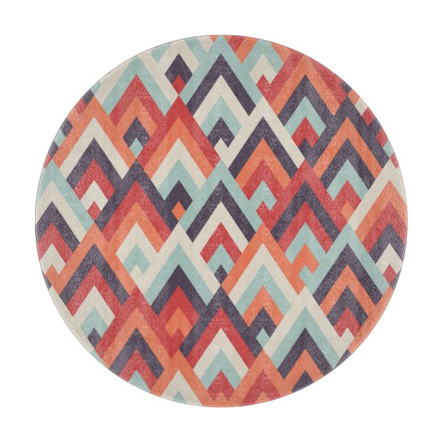 Geometric Rhombus: Vintage Colourful Pattern. Cutting Board (Front)