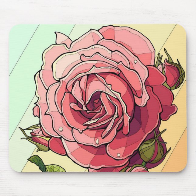 Geometric Rose Elegance Mouse Pad (Front)