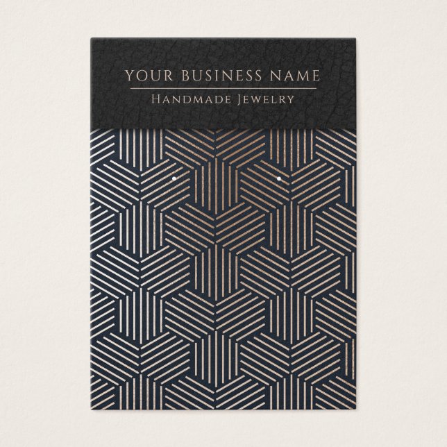 Geometric Rose Gold Blue Earring Display Cards (Front)