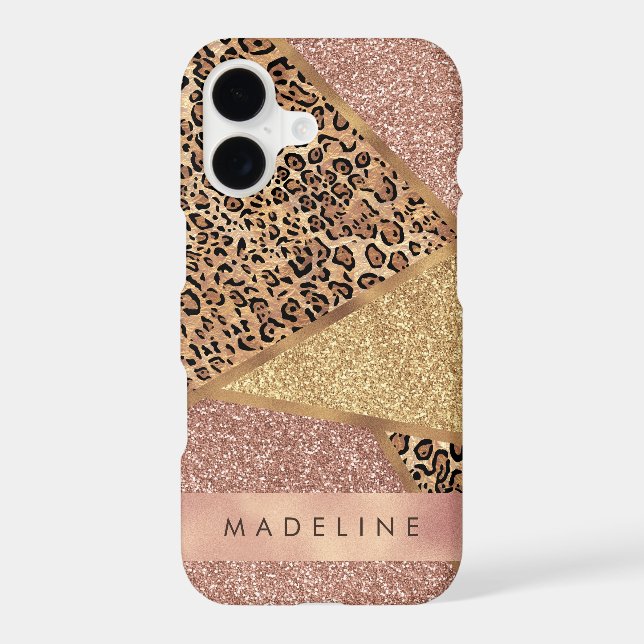 Geometric Rose Gold Blush Glitter Leopard (Back)