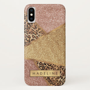 Geometric Rose Gold Blush Glitter Leopard Case-Mate iPhone Case