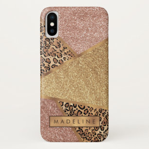 Geometric Rose Gold Blush Glitter Leopard Print Case-Mate iPhone Case