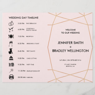 Geometric Rose Gold Folded Wedding Timeline