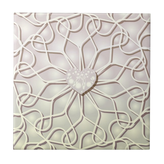 Geometric Rose Gold LOVE Heart Pattern Tile (Front)