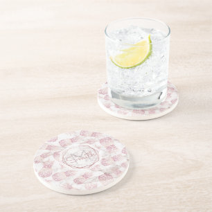 Geometric rose gold pineapples marble pattern coaster