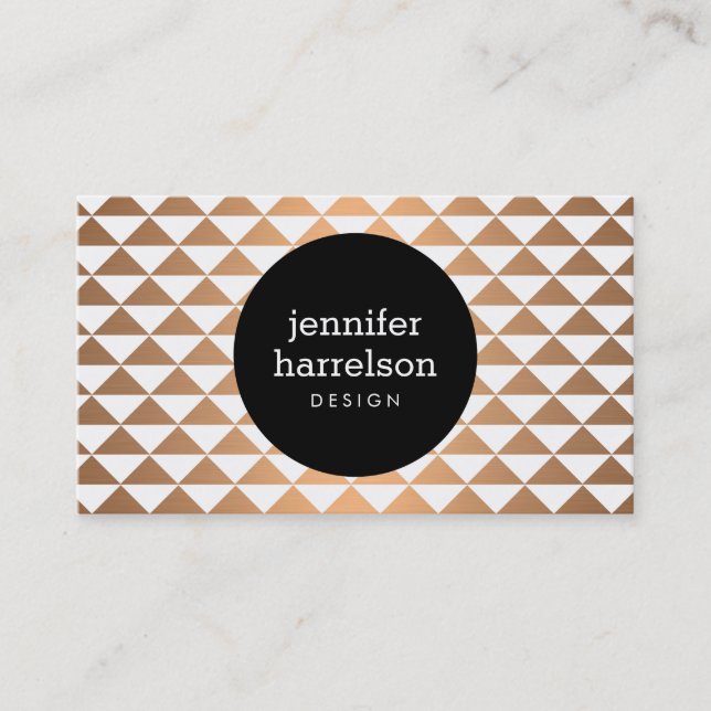 Geometric Rose Gold Prism Pattern Business Card (Front)