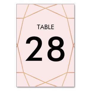 Geometric Rose Gold Table Number Custom Colour