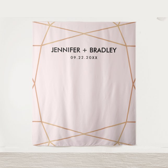 Geometric Rose Gold Wedding Photo Backdrop Tapestry (Front)
