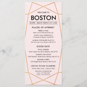 Geometric Rose Gold Wedding Welcome Card