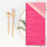 Geometric Roses Red Wedding Menu<br><div class="desc">Geometric Roses Red Wedding Menu features a geometric pattern of roses with pink,  coral and red with complementary red colour that blends harmoniously as one. The slanting typography simply creates a unique styling with the coral pink strip to highlight.</div>