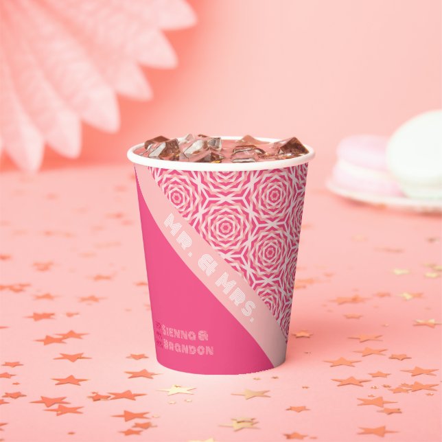 Geometric Roses Red Wedding Paper Cups (Insitu)