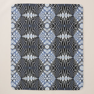 Geometric Rustic Boho Blue And Black Tribal Ethnic Sherpa Blanket