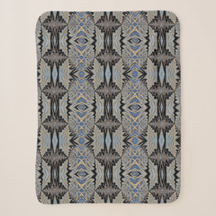 Geometric Rustic Boho Brown And Blue Tribal Ethnic Sherpa Blanket