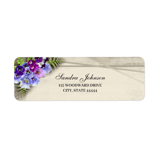 Geometric Rustic Elegant Pansies Wedding (Front)