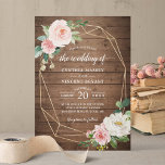 Geometric Rustic Romance Blush Floral Wedding Invitation<br><div class="desc">Create the perfect Wedding invite with this "Rustic Wood Geometric Framed Blush Floral Wedding Invitation" template. This high-quality design is easy to customize to match your wedding colors, styles and theme. (1) See more matching items: https://goo.gl/awXP6T (2) For further customization, please click the "customize further" link and use our design...</div>