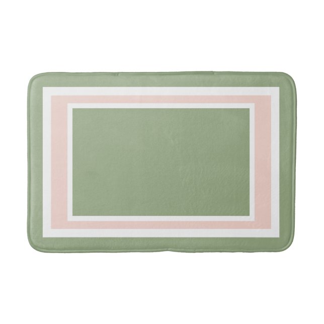 Geometric Sage Green and Pink Bath Mat (Front)