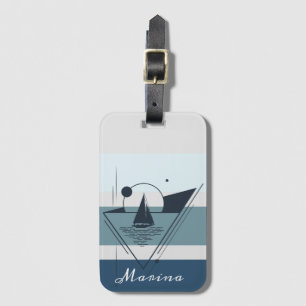 Geometric Sailboat Modern Art Personalized Luggage Tag