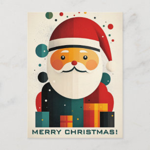 Geometric Santa with Gift Boxes Postcard