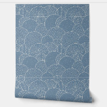 Geometric Scallops Line Art, Smokey Blue