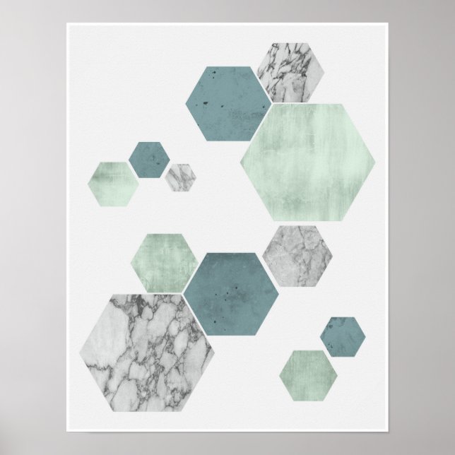 Geometric, scandinavian coastal hues art print (Front)
