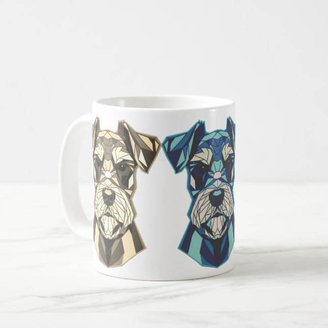 Geometric Schnauzer Art Coffee Mug (Front Left)