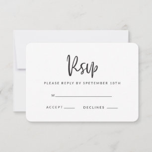 Geometric script rsvp reply card. card