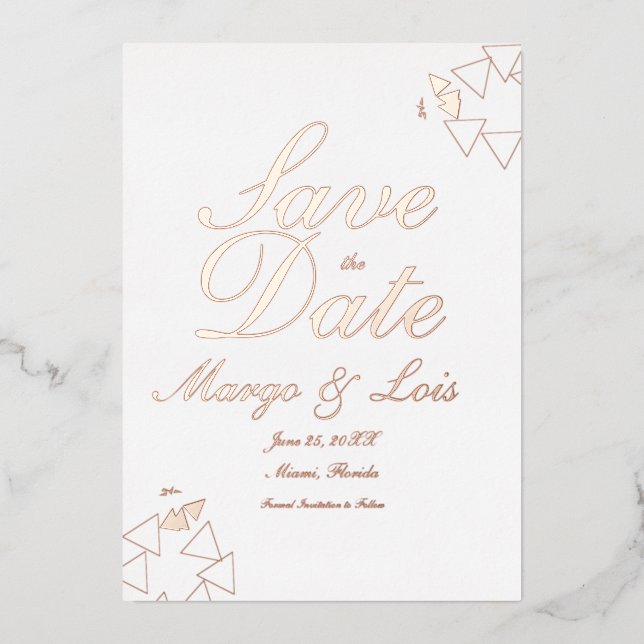 Geometric Script Save the Date Pressed (Front)