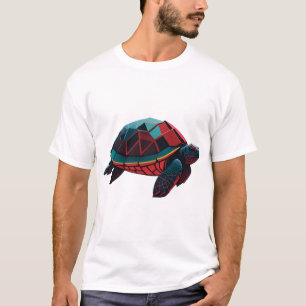 Geometric Sea Turtle Red T-Shirt