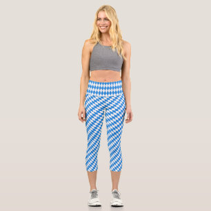 Geometric seamless blue cubes capri leggings