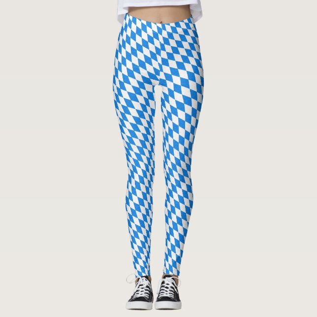 Geometric seamless blue cubes leggings (Front)