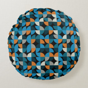 Geometric seamless mosaic tiles pattern, backgroun round pillow
