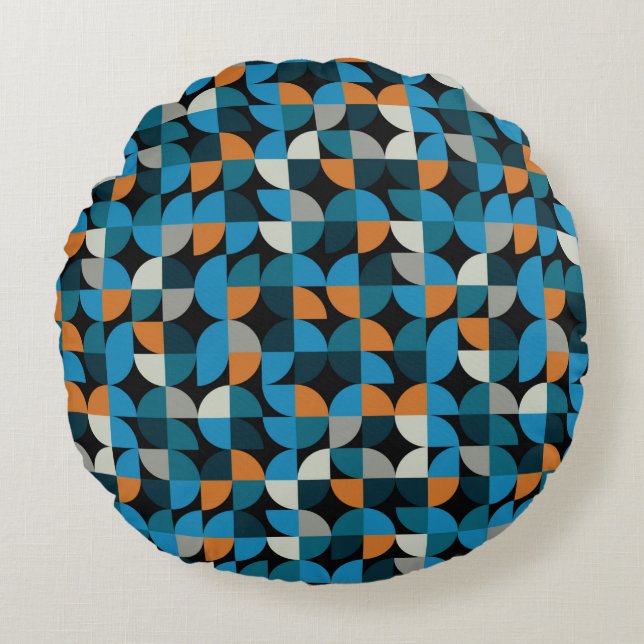 Geometric seamless mosaic tiles pattern, backgroun round pillow (Front)