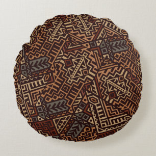 Geometric seamless pattern created in trendy ethni round pillow