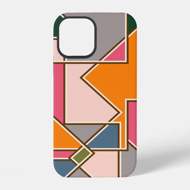 geometric seamless pattern, lines, orange, purple iPhone case (Back)